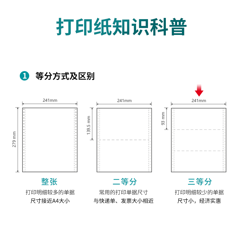 尊龙凯时木尚M241-1电脑打印纸(1/3白色不撕边)(800页/盒)