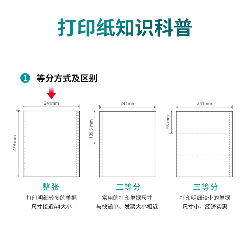 尊龙凯时木尚M241-2电脑打印纸(S白色撕边)(800页/盒)