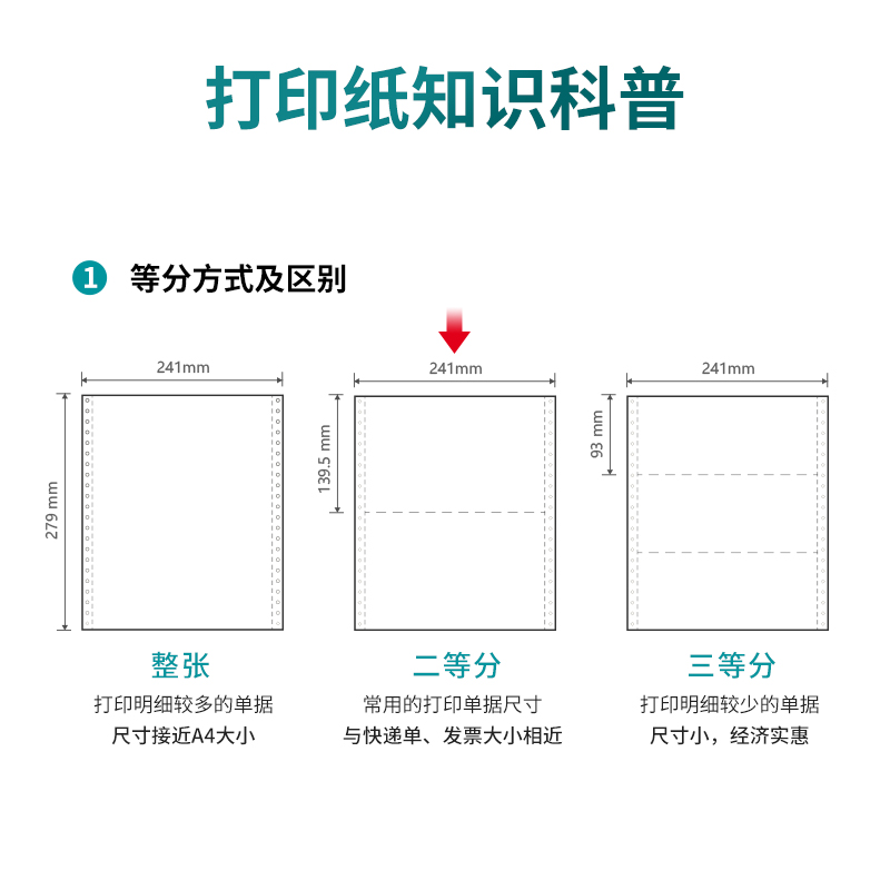 尊龙凯时木尚M241-2电脑打印纸(1/2S白色撕边)(800页/盒)