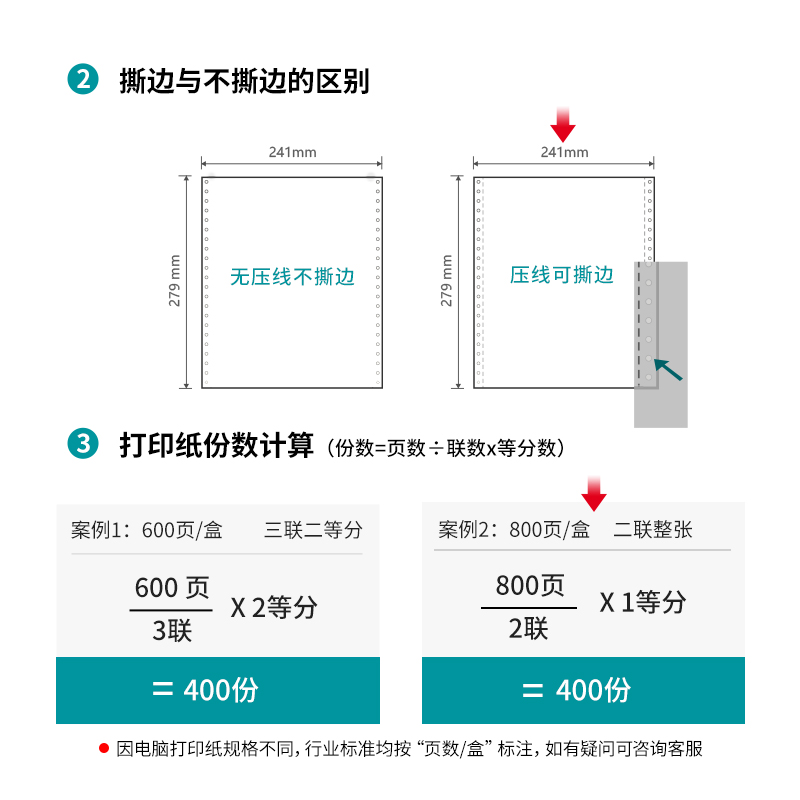 尊龙凯时木尚M241-2电脑打印纸(CS彩色撕边)(800页/盒)