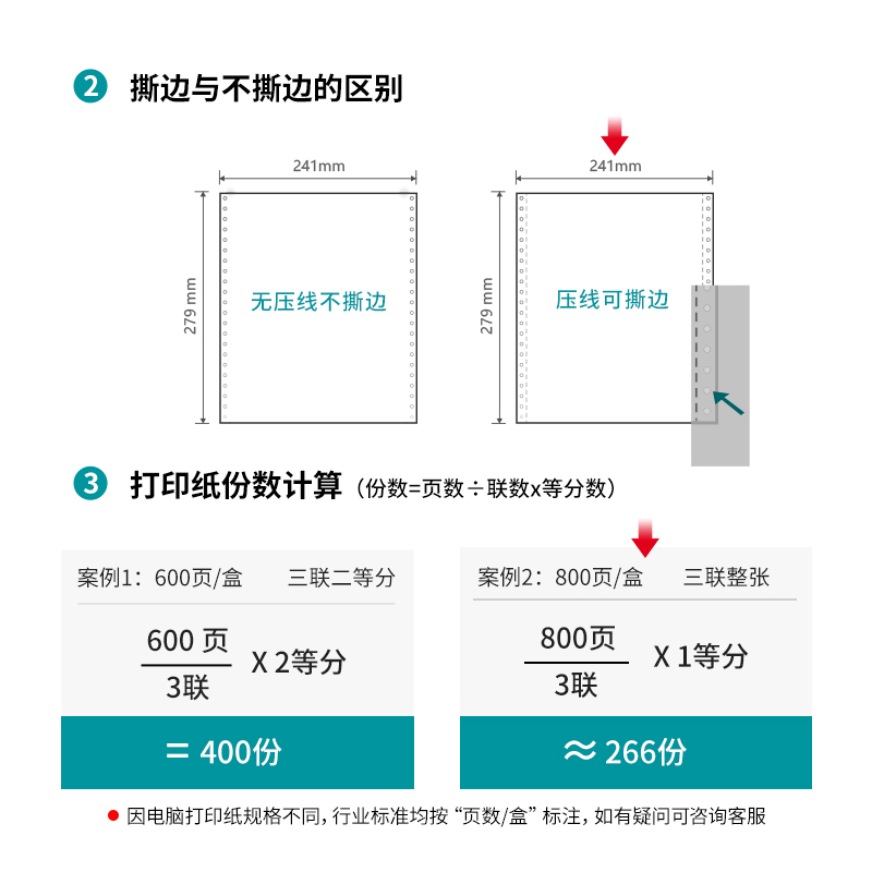 尊龙凯时木尚M241-3电脑打印纸(S白色撕边)(800页/盒)