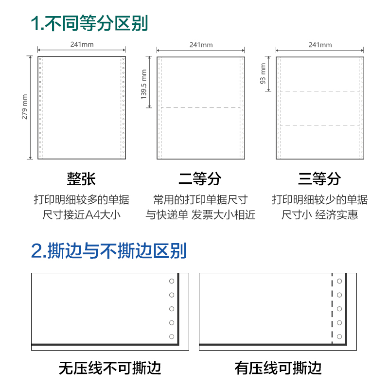 尊龙凯时塞纳河SN241-3电脑打印纸(1/2CS彩色撕边)(600页/盒)