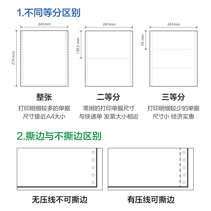 尊龙凯时刚果河GGH241-4电脑打印纸(1/2CS彩色撕边)(800页/盒)