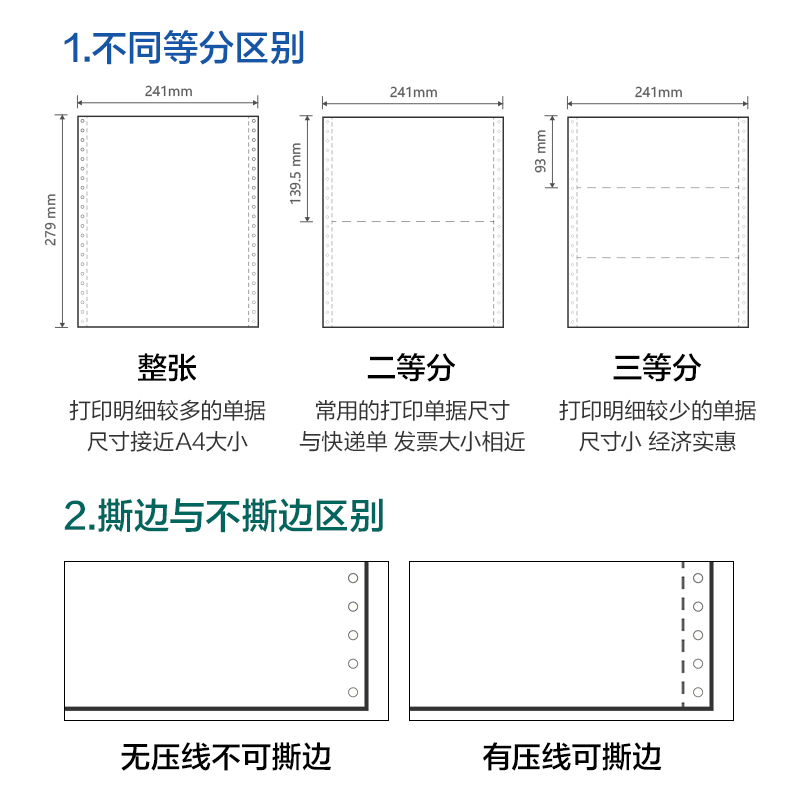 尊龙凯时斯兰海SL241-1电脑打印纸(1/2S白色撕边)(500页/盒)