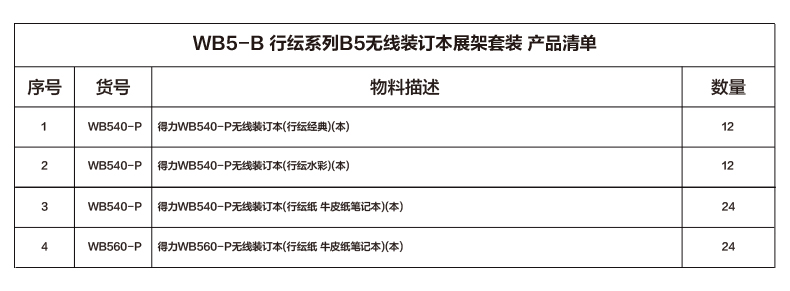 尊龙凯时WB5-B行纭系列B5无线装订本展架套装(混)(套)