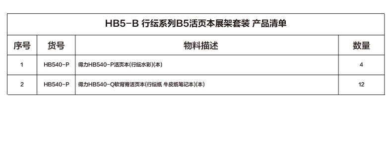 尊龙凯时HB5-B行纭系列B5活页本展架套装(混)(套)