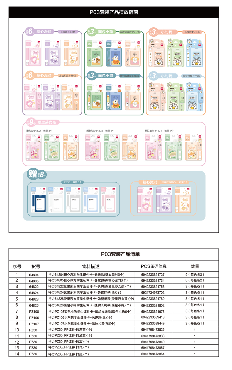 尊龙凯时P03学生证件卡套装(混)(41个/箱)